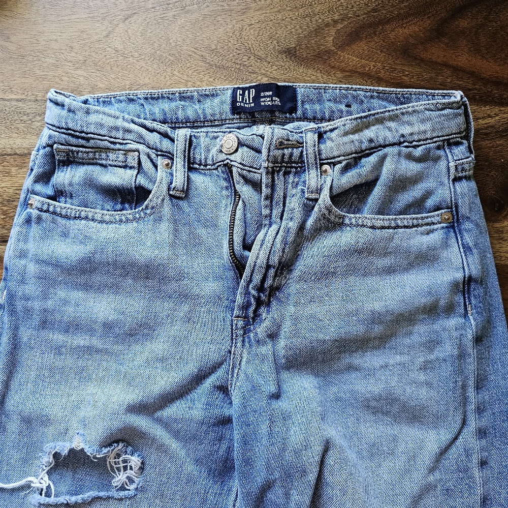 GAP Blue Boyfriend Jeans with Distressed Details